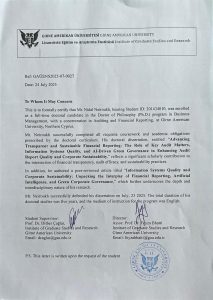 شهادة الدكتوراة في التدقيق والتقارير المالية من جامعة غيرني الأمريكية